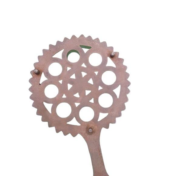 Antique Cast Iron Trivet Sawtooth Sun Circles Round Hot Plate / Wall Hanging - Picture 7 of 11